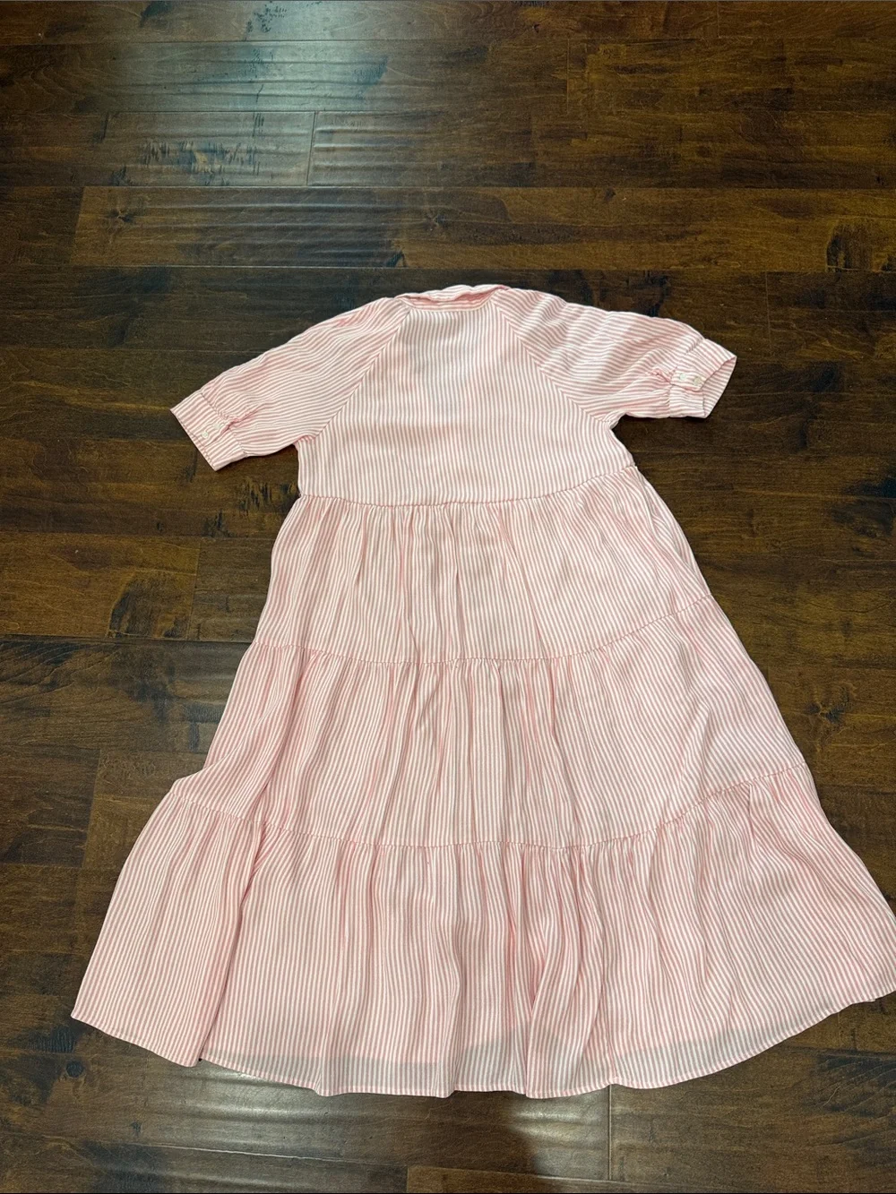 A loves a Girls' Pink Striped Tiered Dress